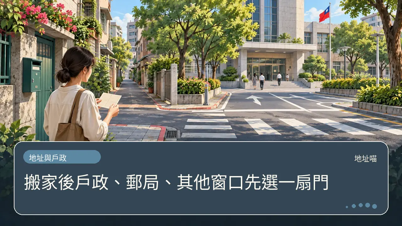 搬家後戶政、郵局、其他窗口先選一扇門主題插畫