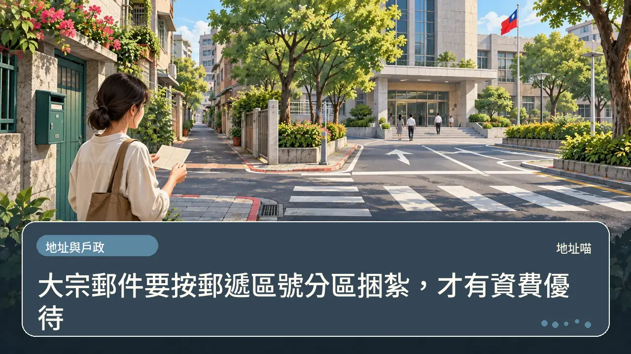 大宗郵件要按郵遞區號分區捆紮，才有資費優待主題插畫