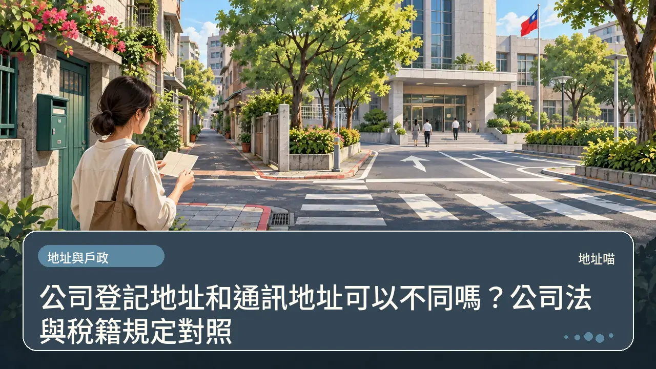 公司登記地址和通訊地址可以不同嗎？公司法與稅籍規定對照主題插畫