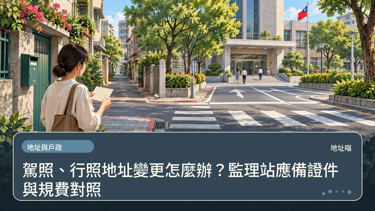 駕照、行照地址變更怎麼辦？監理站應備證件與規費對照主題插畫