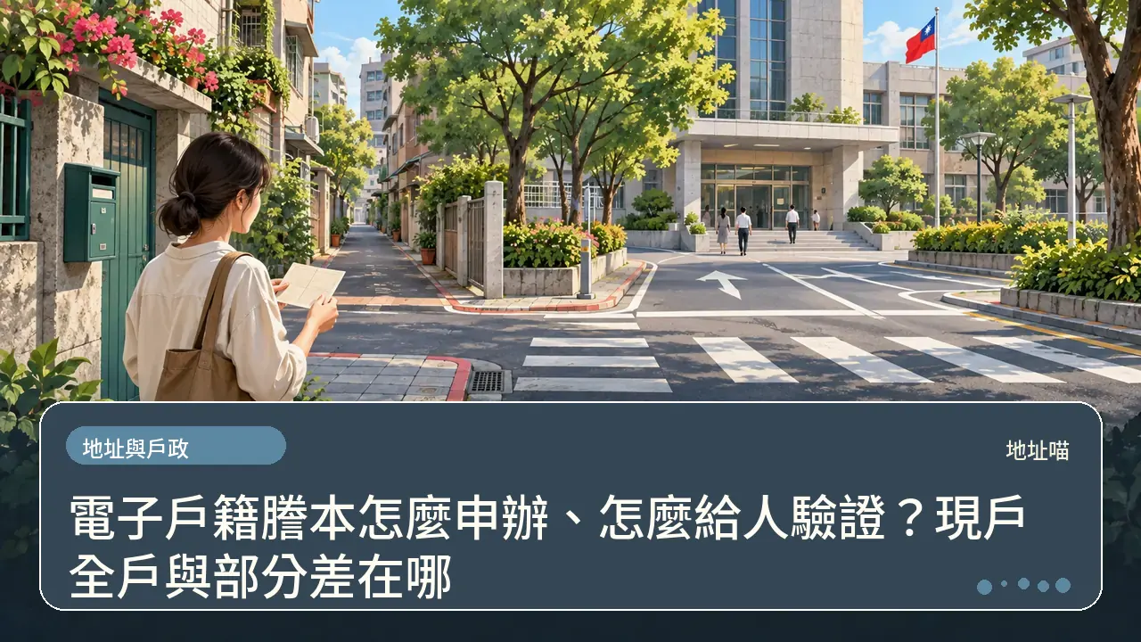 電子戶籍謄本怎麼申辦、怎麼給人驗證？現戶全戶與部分差在哪主題插畫