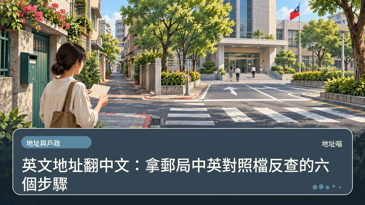 英文地址翻中文：拿郵局中英對照檔反查的六個步驟主題插畫