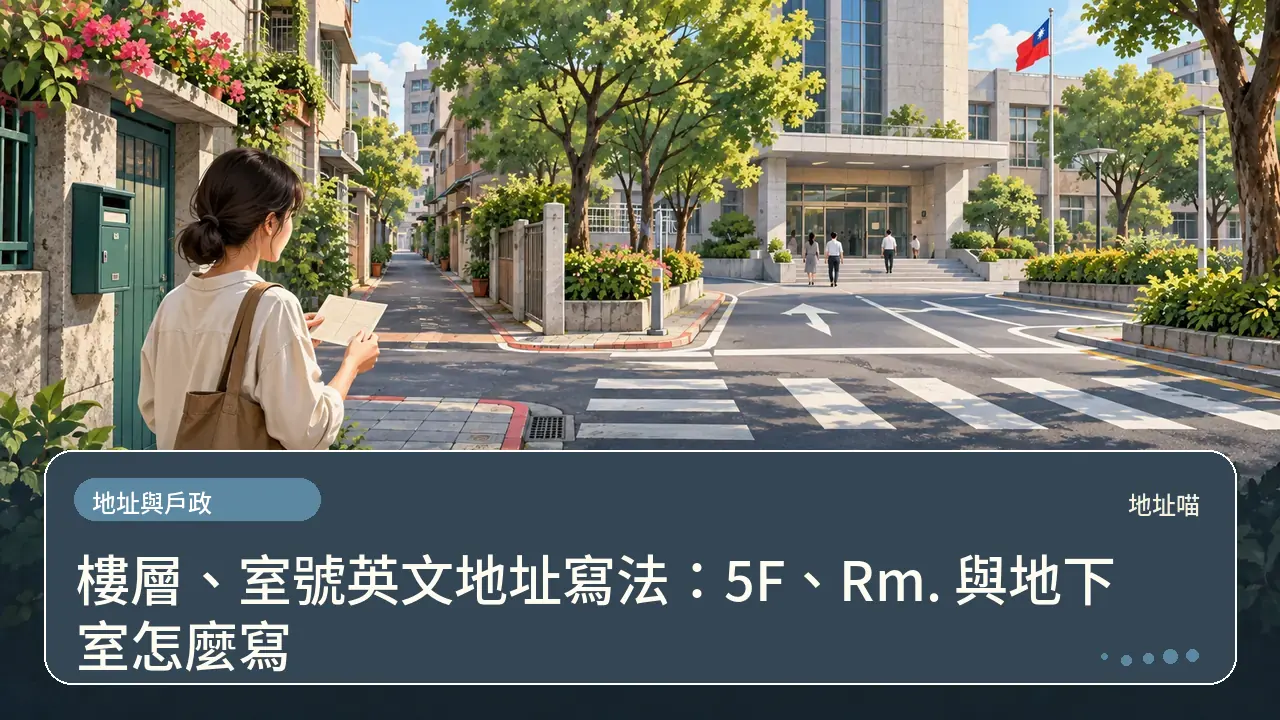 樓層、室號英文地址寫法：5F、Rm. 與地下室怎麼寫主題插畫