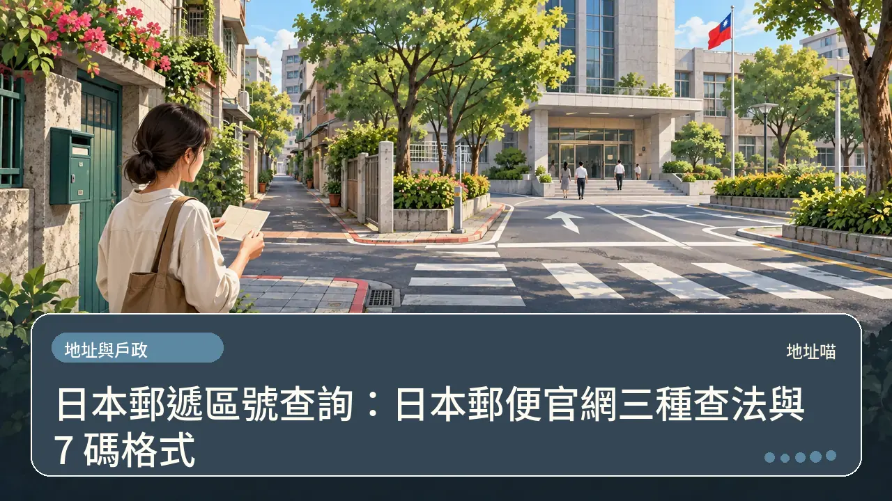 日本郵遞區號查詢：日本郵便官網三種查法與 7 碼格式主題插畫