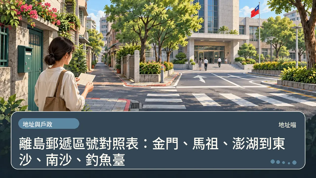 離島郵遞區號對照表：金門、馬祖、澎湖到東沙、南沙、釣魚臺主題插畫