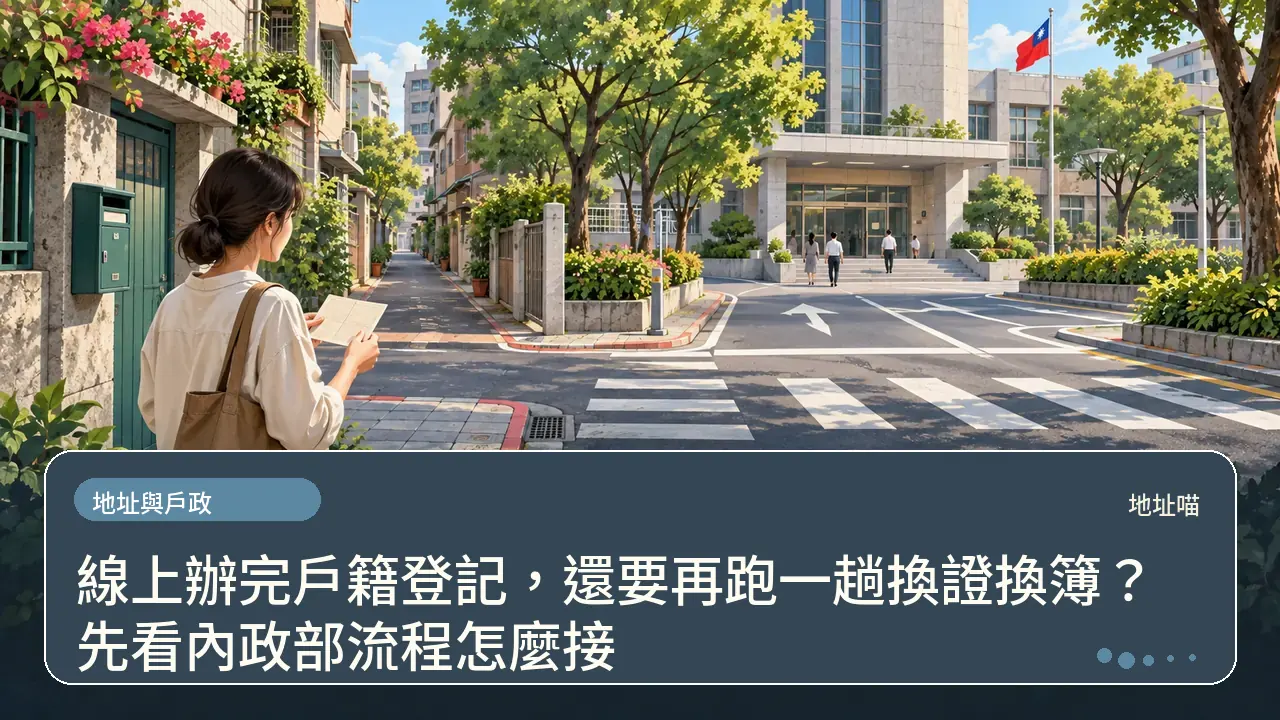 線上辦完戶籍登記，還要再跑一趟換證換簿？先看內政部流程怎麼接主題插畫