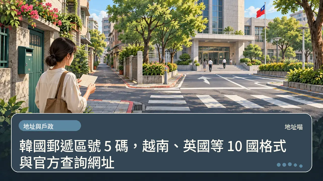 韓國郵遞區號 5 碼,越南、英國等 10 國格式與官方查詢網址主題插畫