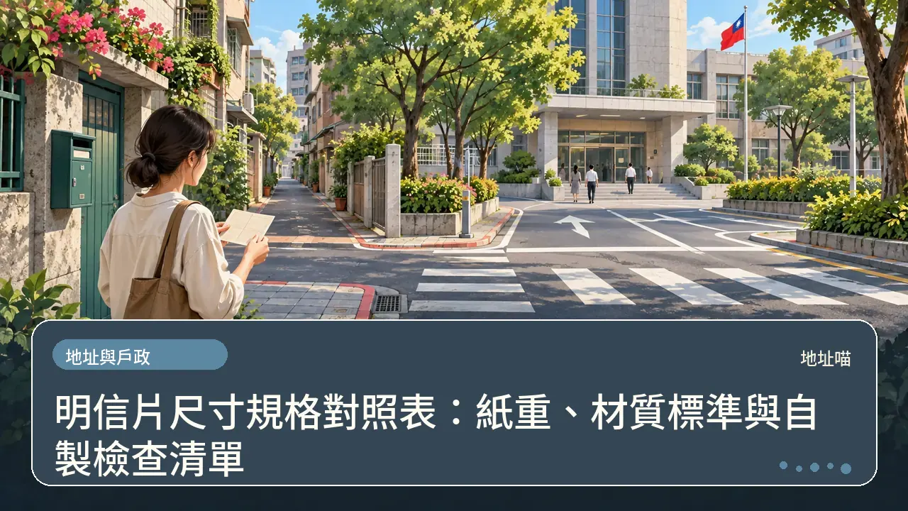 明信片尺寸規格對照表：紙重、材質標準與自製檢查清單主題插畫