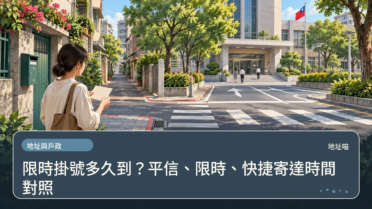 限時掛號多久到？平信、限時、快捷寄達時間對照主題插畫
